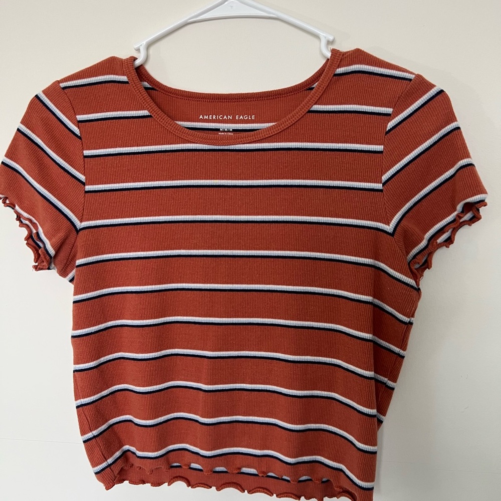 American Eagle Outfitters Brown Red Crop T-Shirt